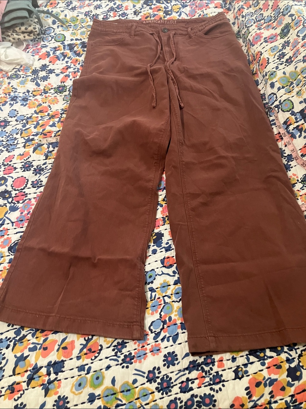 American Eagle Outfitters Wide Leg Pants - Rust Brown